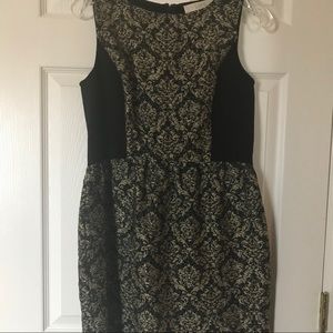 LOFT Black & Gold Brocade dress, size 6